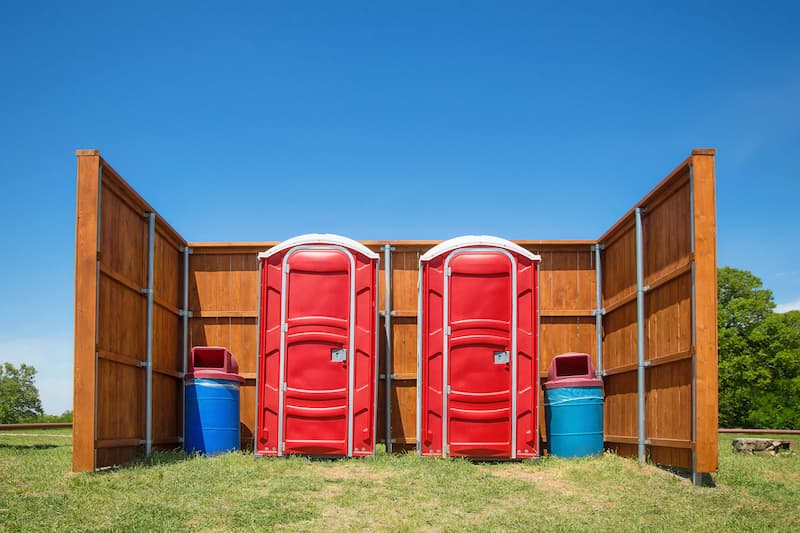 Short-term porta potty units staged for delivery in Ventura, California